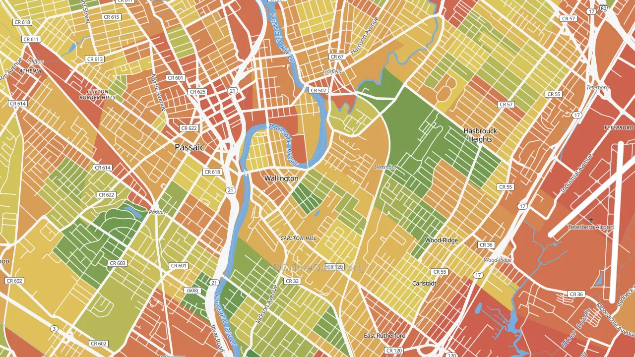 Wallington, NJ Map of Vandalism Rates