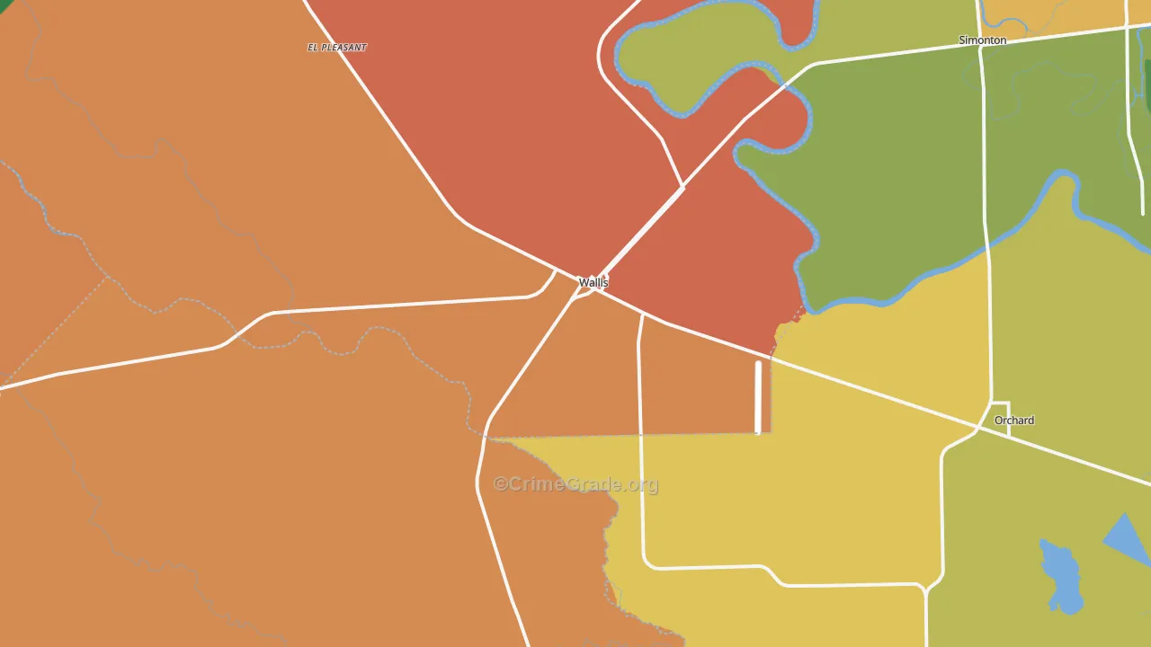 Wallis, TX Map of Vandalism Rates