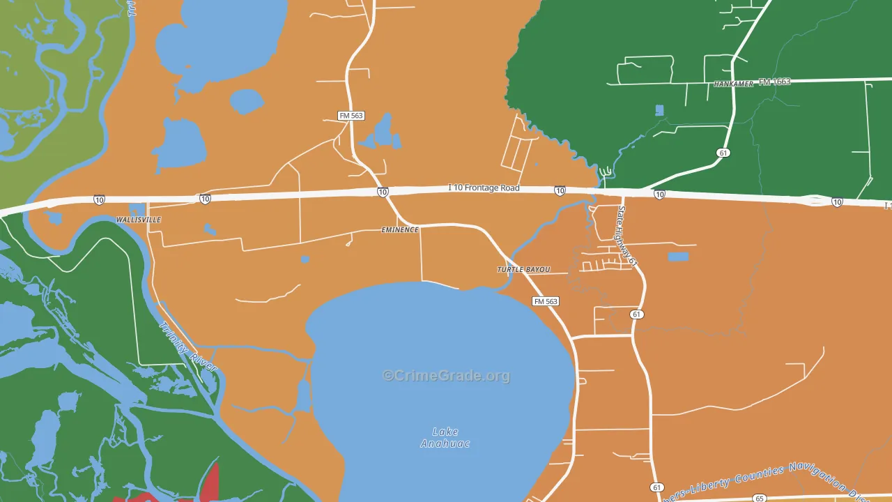 Wallisville, TX Map of Vandalism Rates