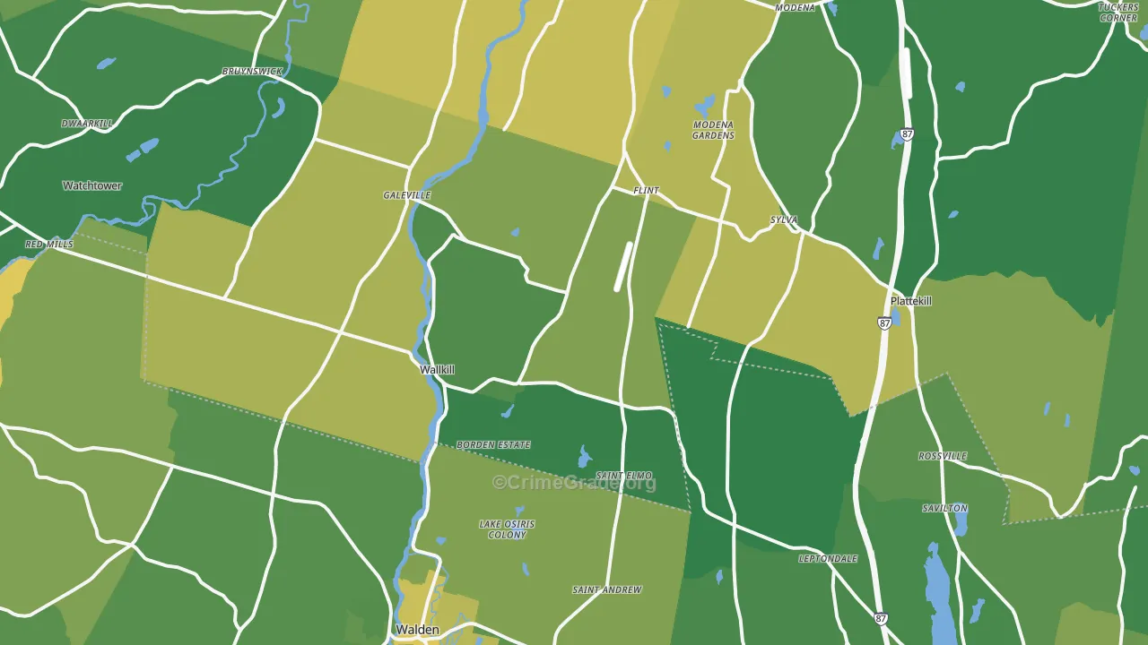 Wallkill, NY Map of Vandalism Rates