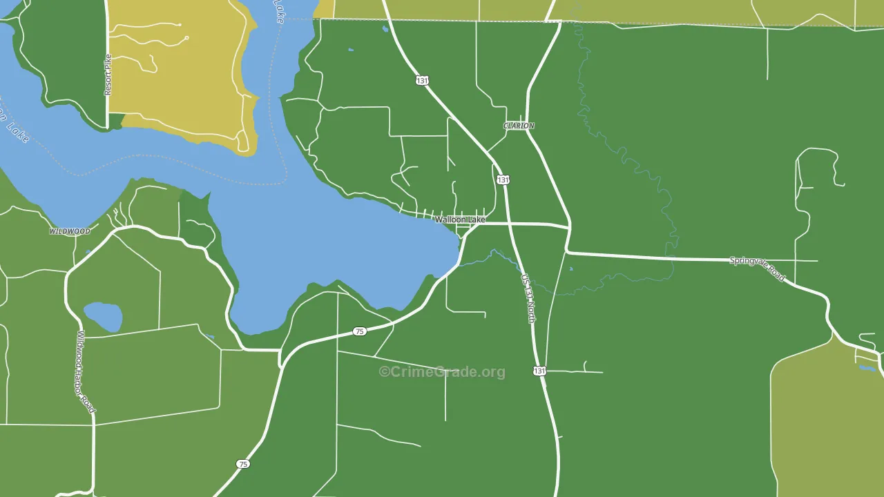 Walloon Lake, MI Map of Vandalism Rates