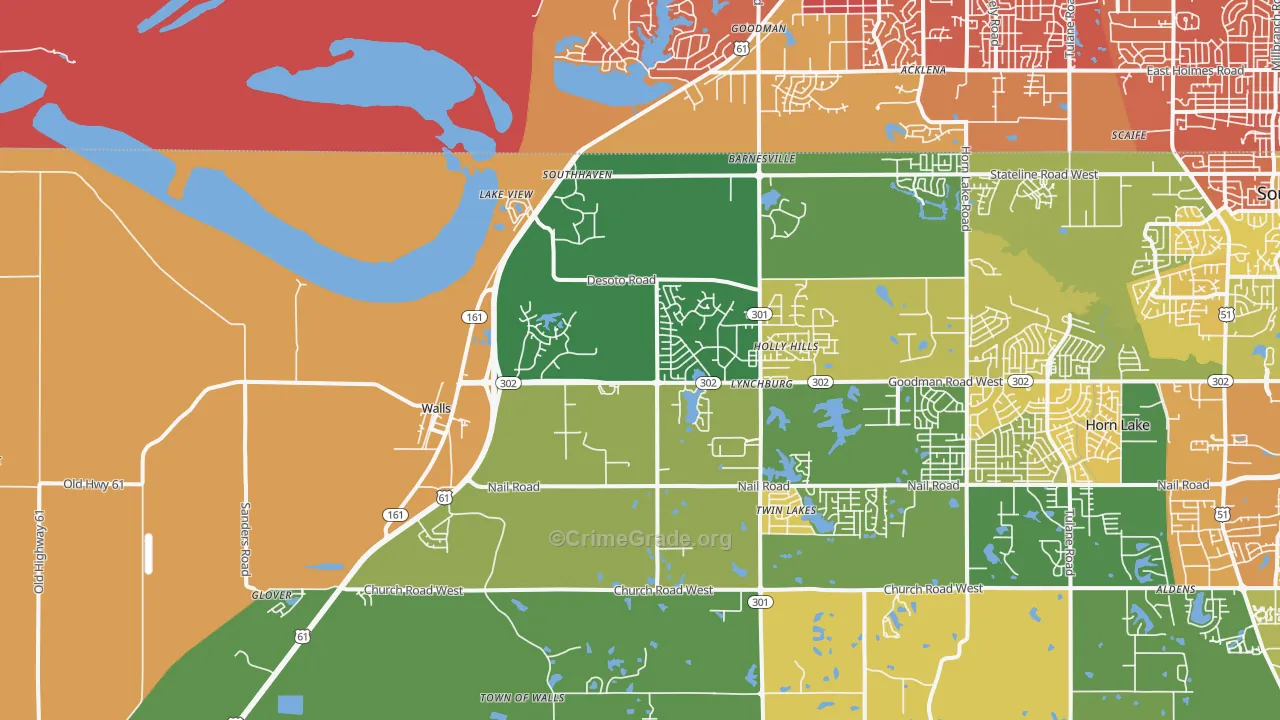 Walls, MS Map of Vandalism Rates