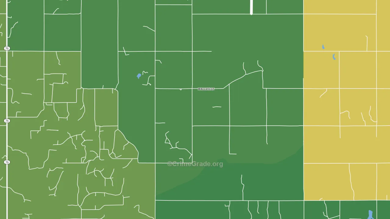 Wallville, OK Map of Vandalism Rates