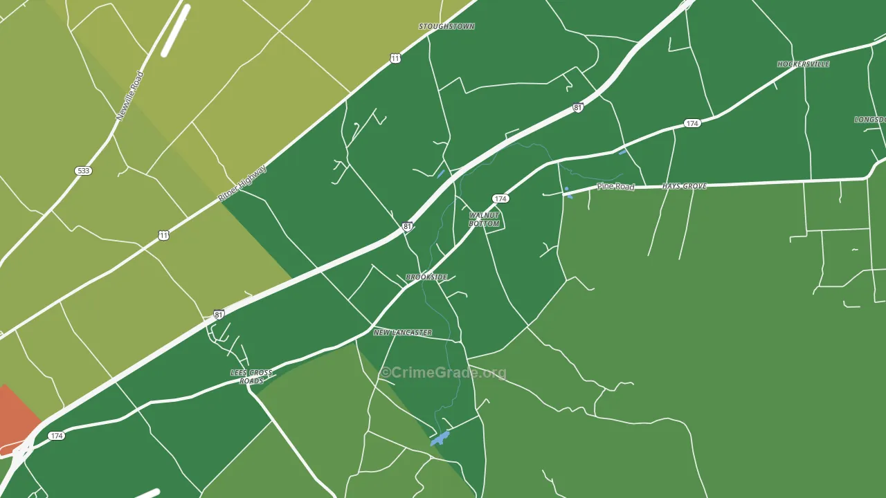 Walnut Bottom, PA Map of Vandalism Rates