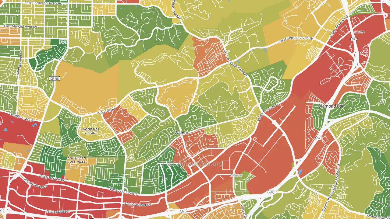 Walnut, CA Map of Vandalism Rates