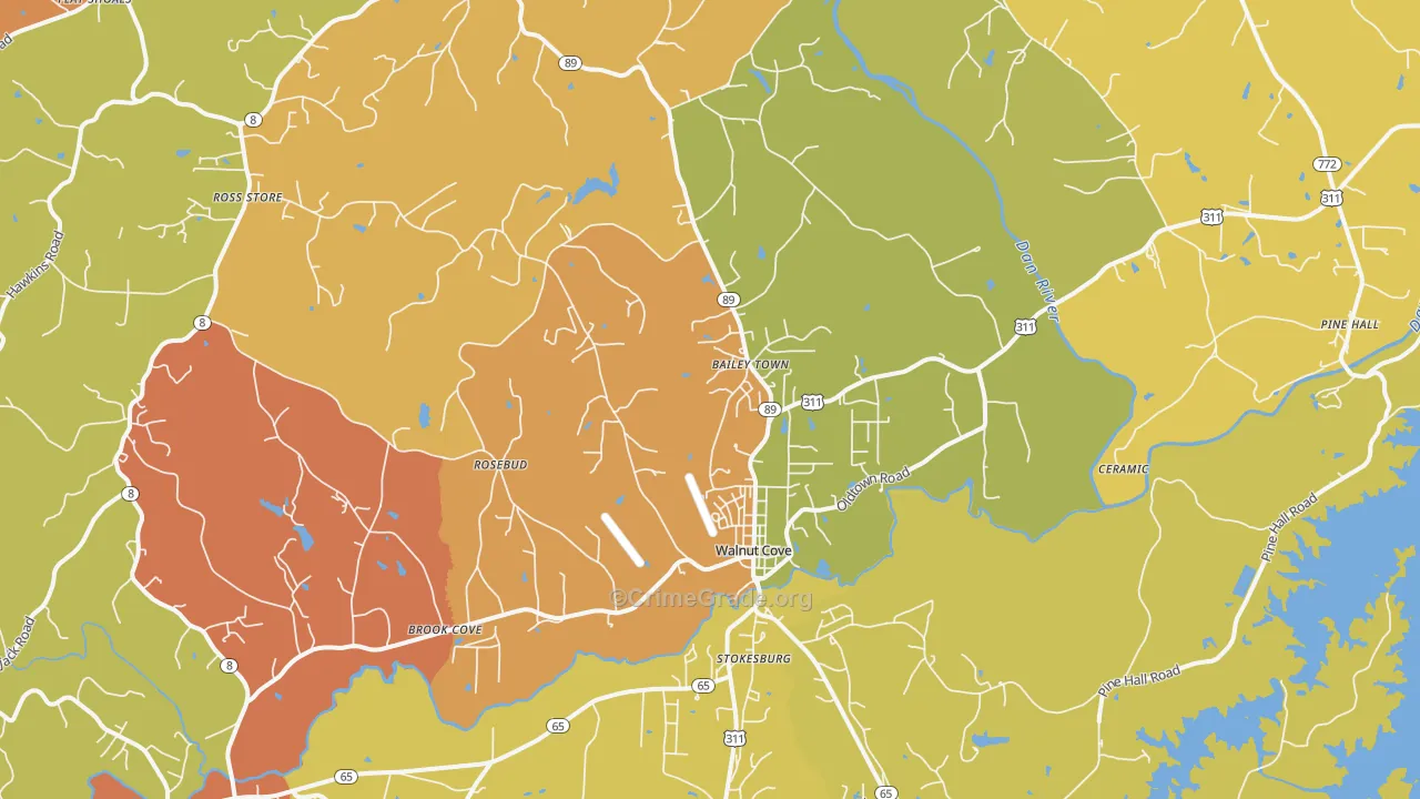 Walnut Cove, NC Map of Vandalism Rates