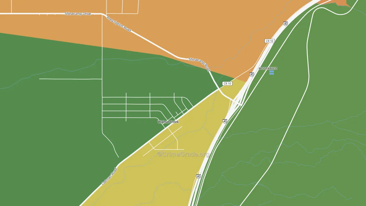 Walnut Creek, AZ Map of Vandalism Rates