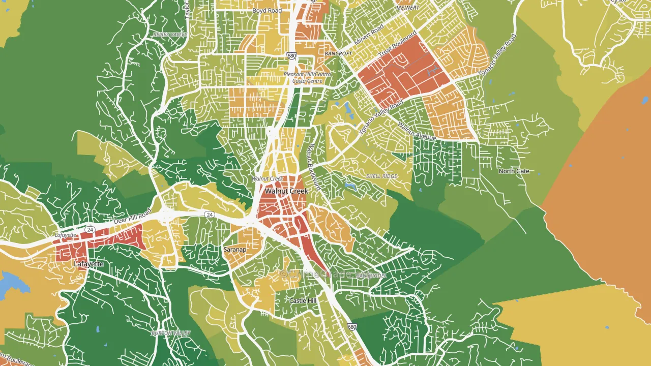 Walnut Creek, CA Map of Vandalism Rates