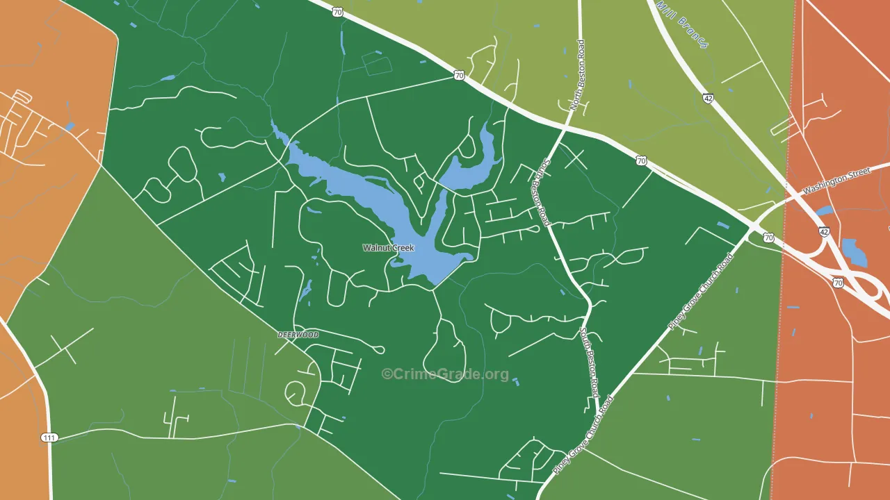 Walnut Creek, NC Map of Vandalism Rates