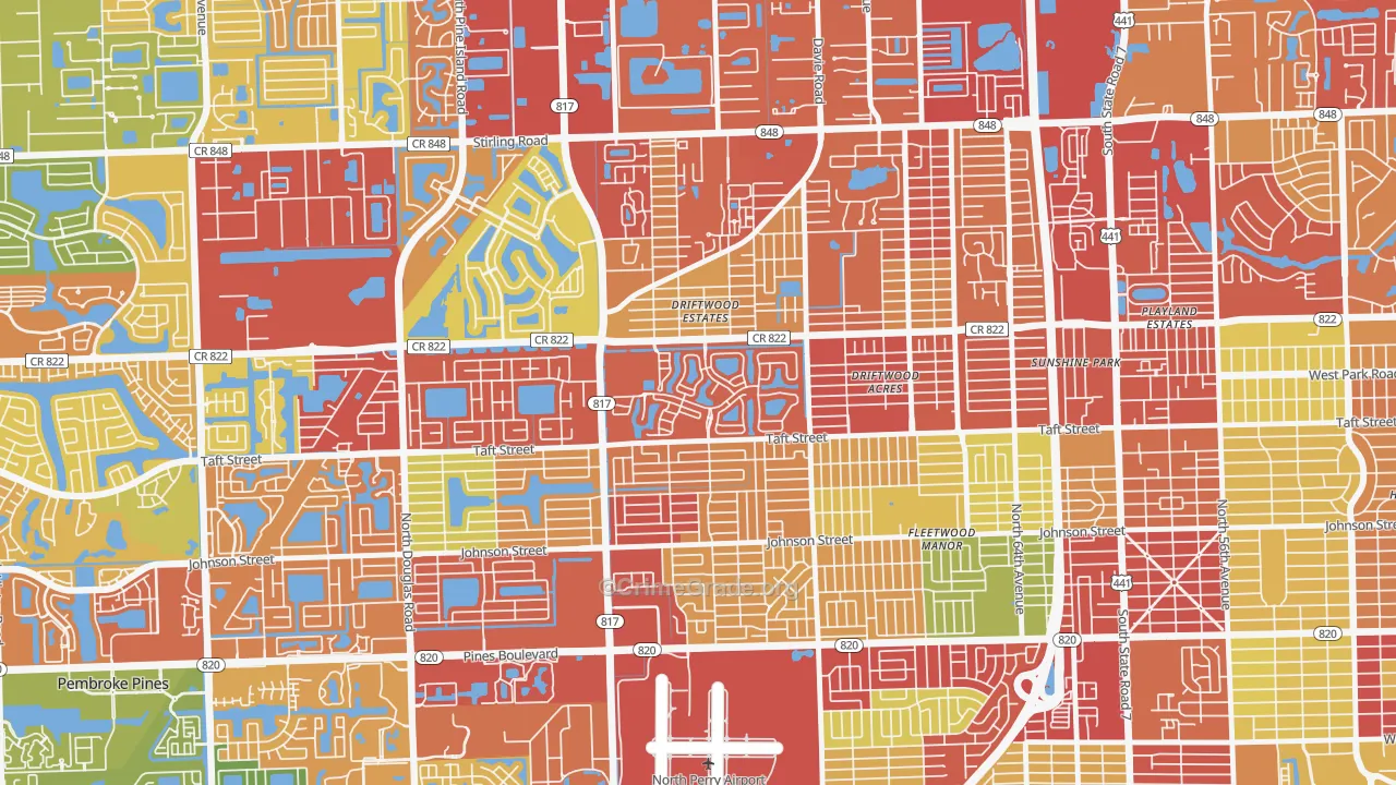 Walnut Creek, Pembroke Pines, FL Map of Vandalism Rates