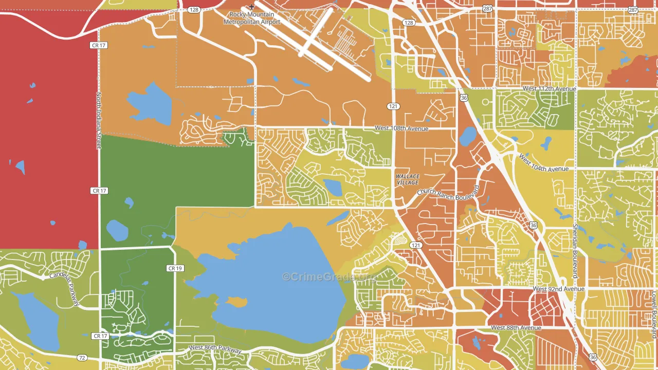 Walnut Grove, Broomfield, CO Map of Vandalism Rates
