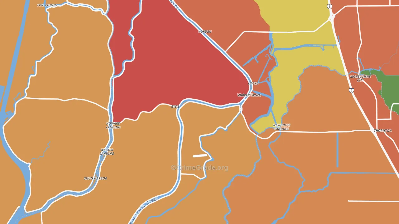 Walnut Grove, CA Map of Vandalism Rates