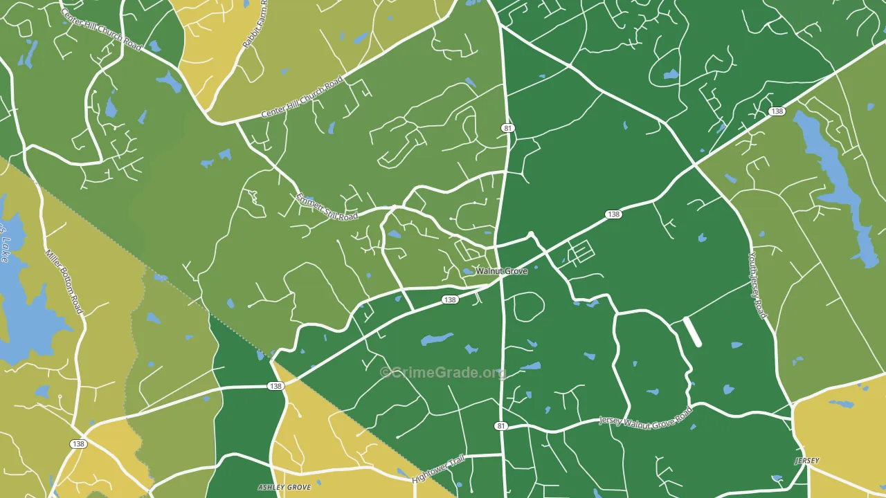 Walnut Grove, GA Map of Vandalism Rates