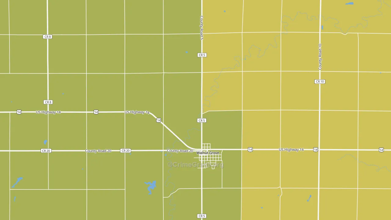 Walnut Grove, MN Map of Vandalism Rates