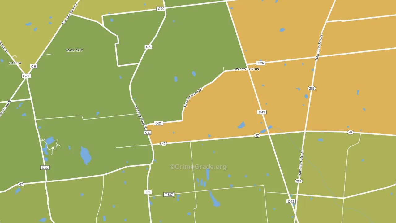 Walnut Grove, OH Map of Vandalism Rates