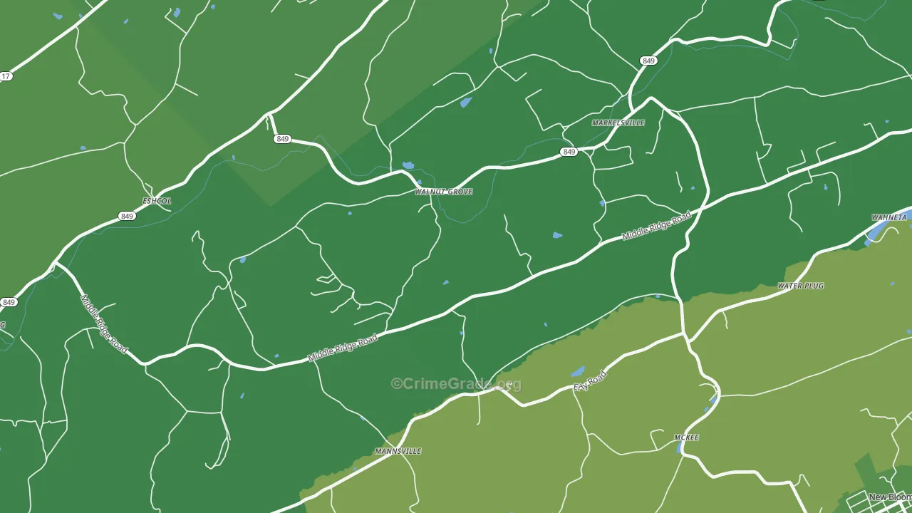 Walnut Grove, PA Map of Vandalism Rates