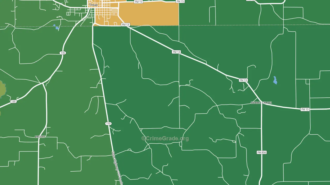Walnut Grove, TX Map of Vandalism Rates