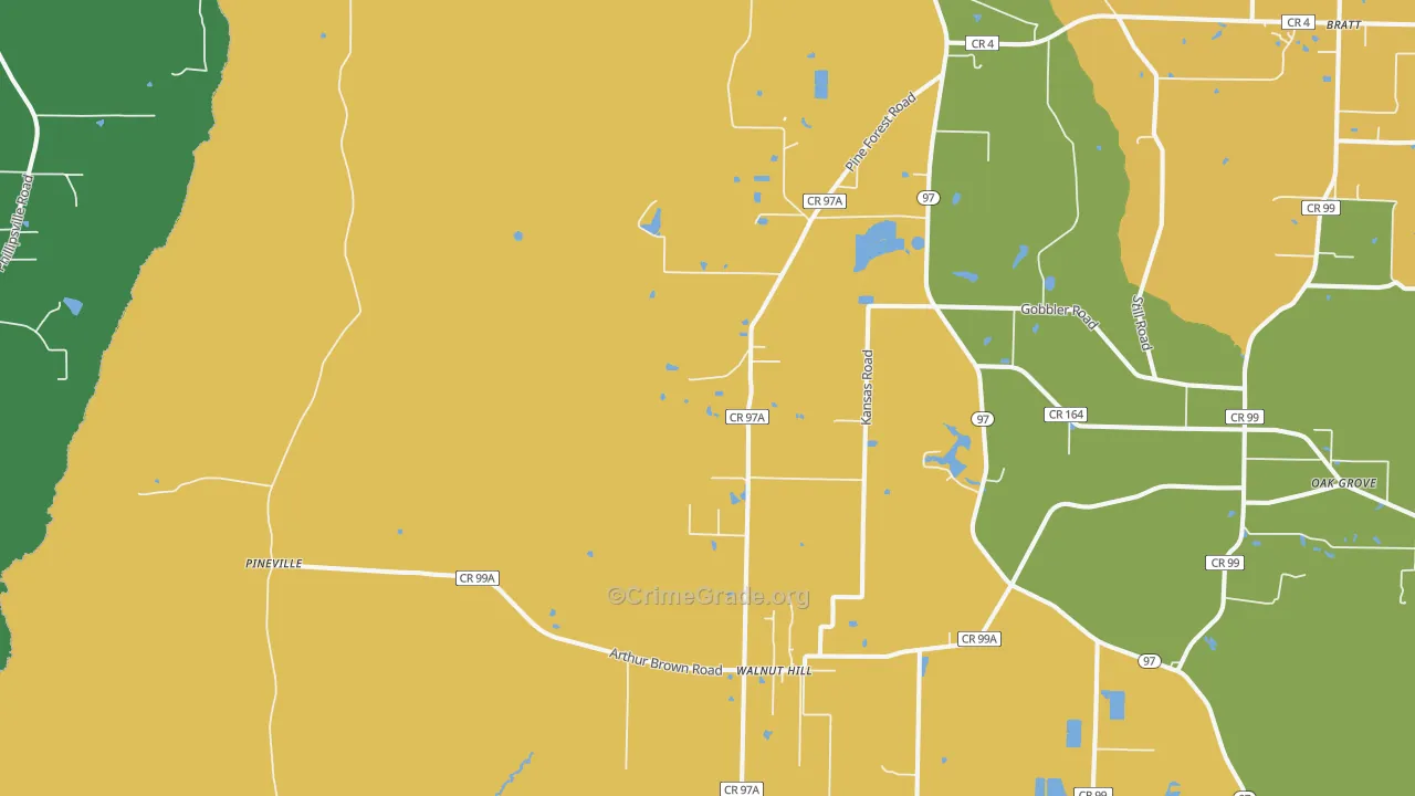 Walnut Hill, FL Map of Vandalism Rates