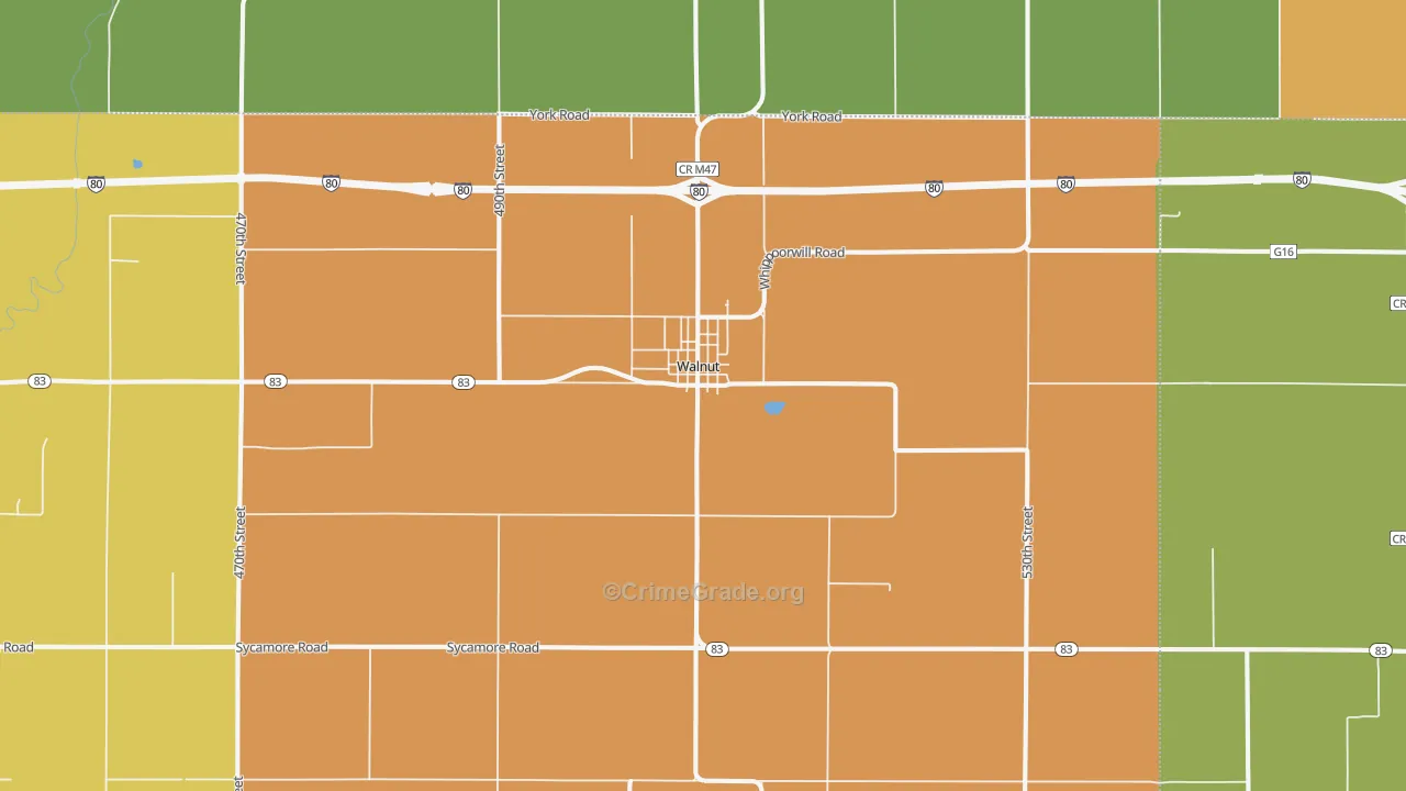 Walnut, IA Map of Vandalism Rates