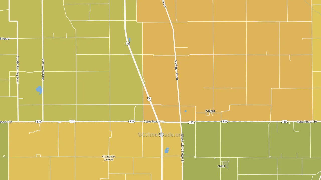 Walnut, IN Map of Vandalism Rates