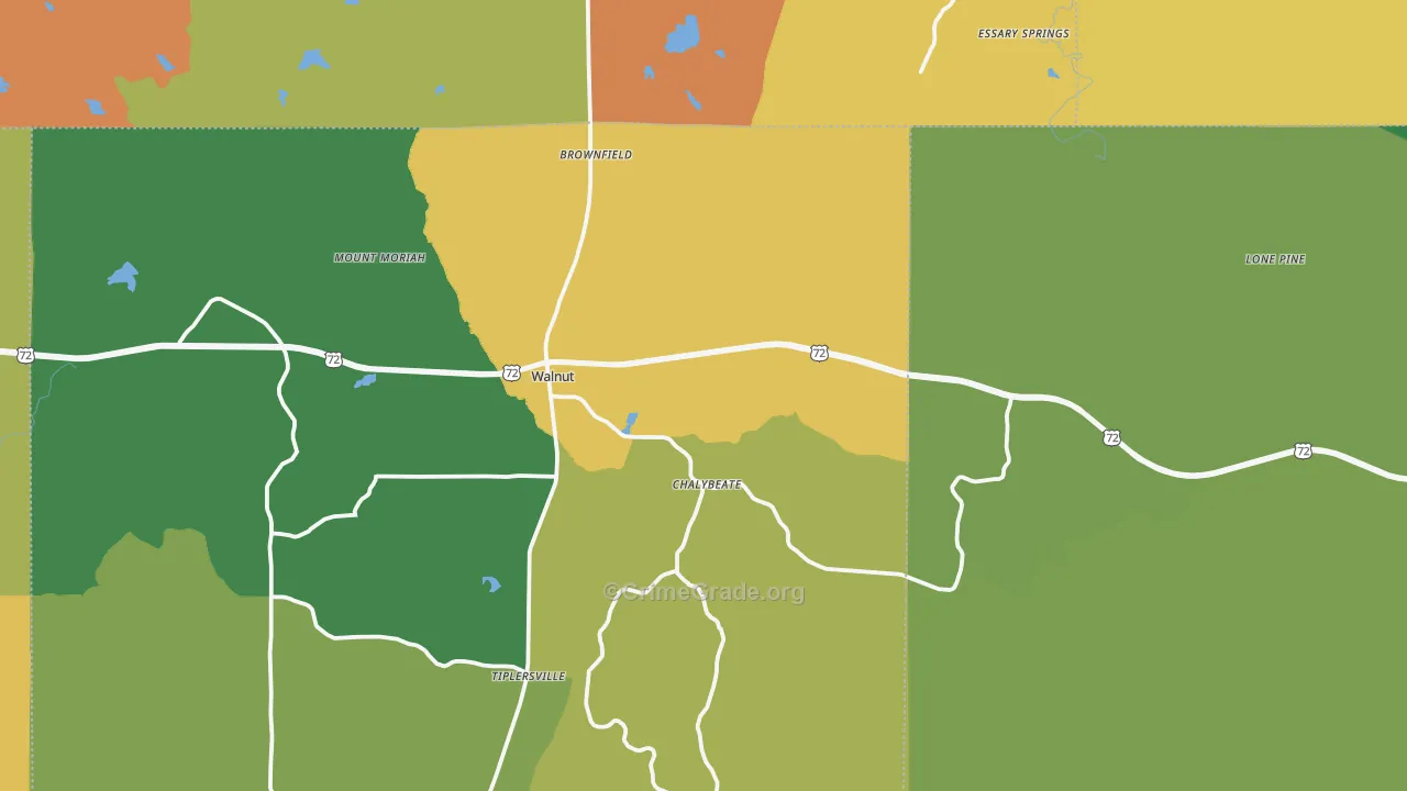 Walnut, MS Map of Vandalism Rates