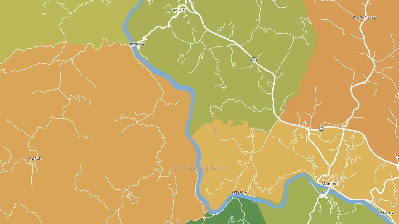 Walnut, NC Map of Vandalism Rates