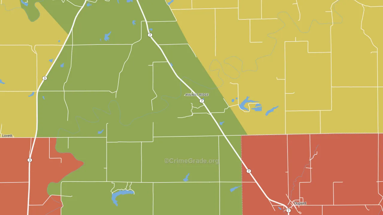 Walnut Ridge, IN Map of Vandalism Rates