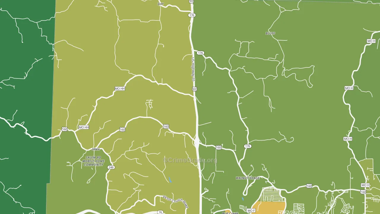 Walnut Shade, MO Map of Vandalism Rates