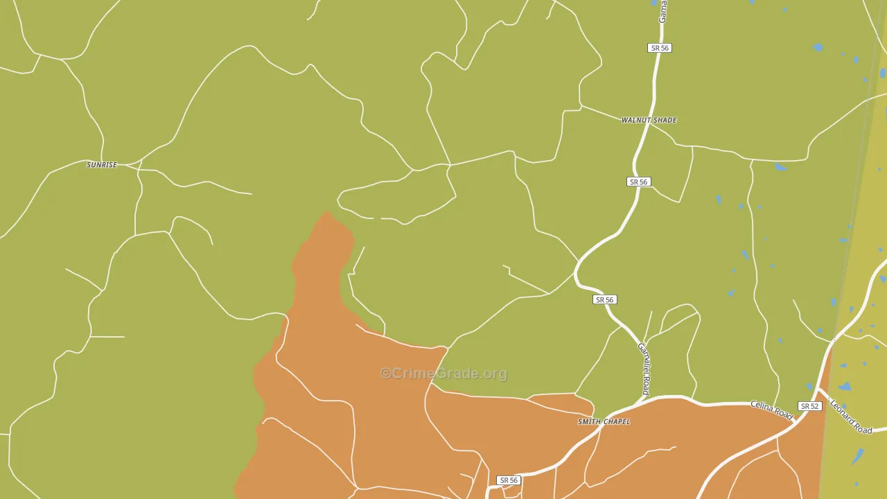 Walnut Shade, TN Map of Vandalism Rates