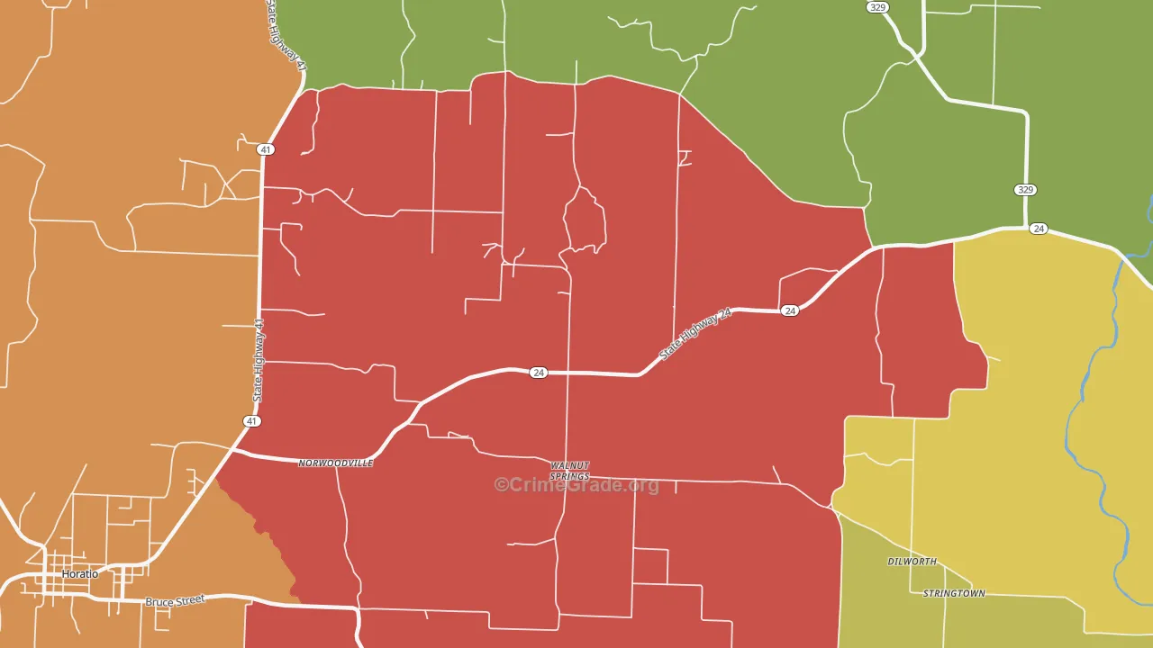 Walnut Springs, AR Map of Vandalism Rates