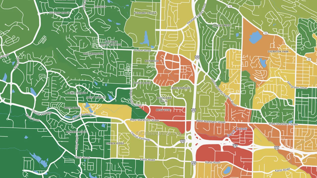 Walnut Valley, Little Rock, AR Map of Vandalism Rates