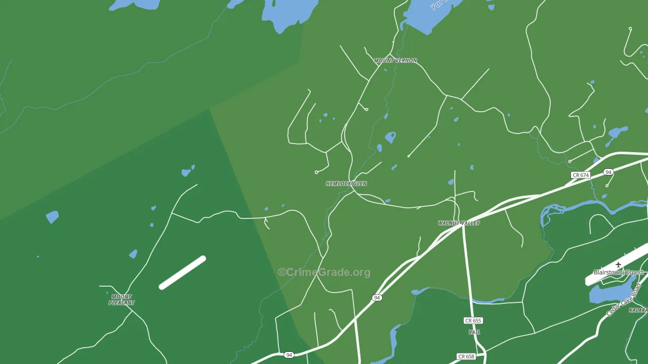 Walnut Valley, NJ Map of Vandalism Rates