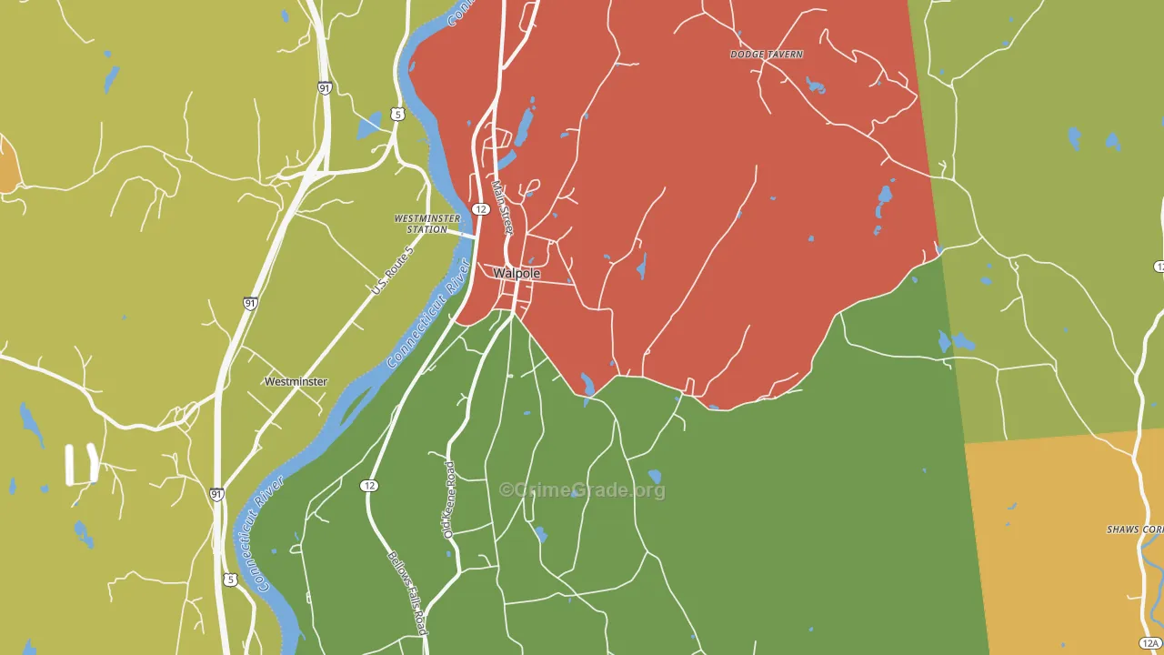 Walpole, NH Map of Vandalism Rates