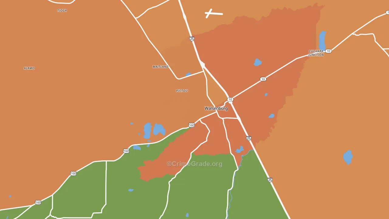 Walsenburg, CO Map of Vandalism Rates