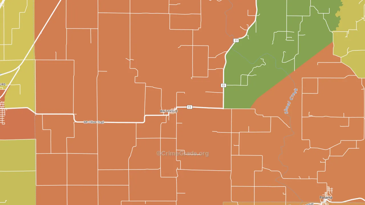 Walshville, IL Map of Vandalism Rates