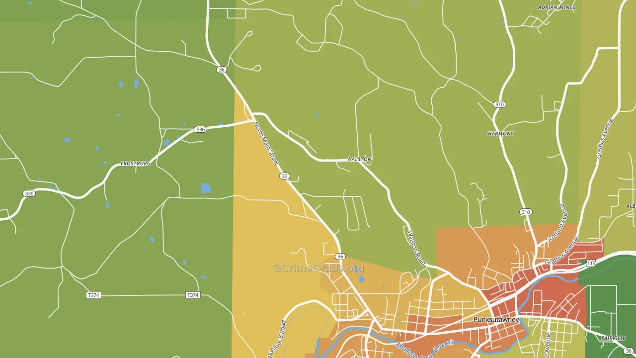 Walston, PA Map of Vandalism Rates