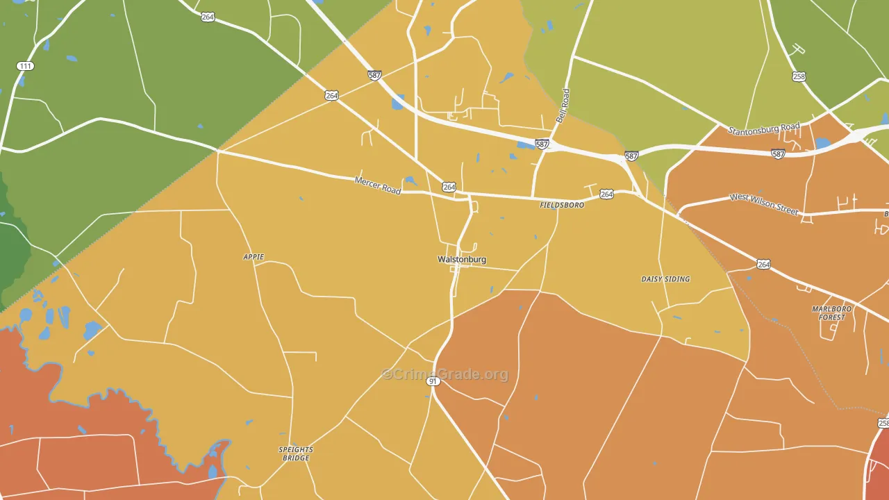 Walstonburg, NC Map of Vandalism Rates