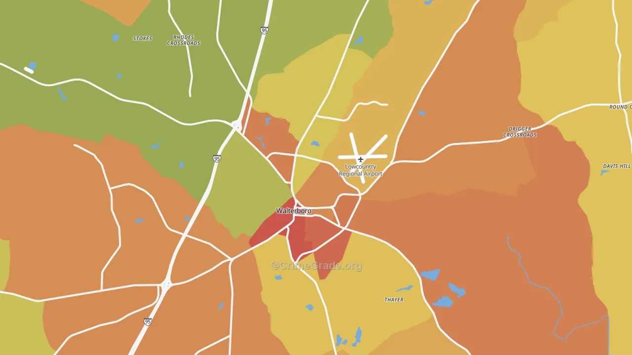 Walterboro, SC Map of Vandalism Rates