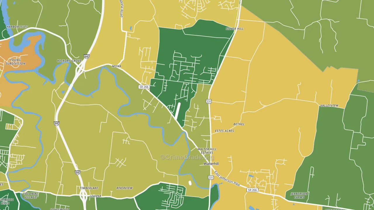Walterhill, TN Map of Vandalism Rates