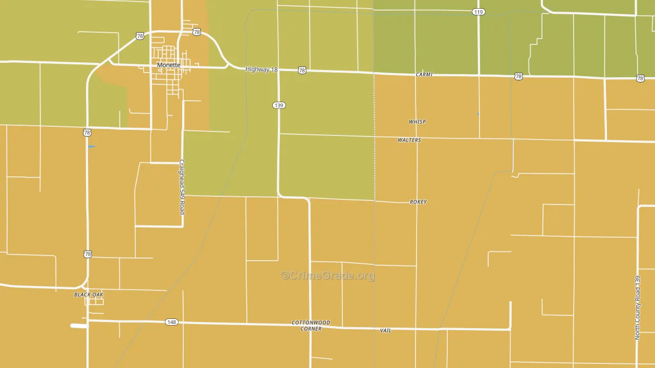 Walters, AR Map of Vandalism Rates