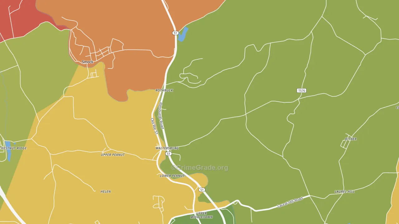 Waltersburg, PA Map of Vandalism Rates