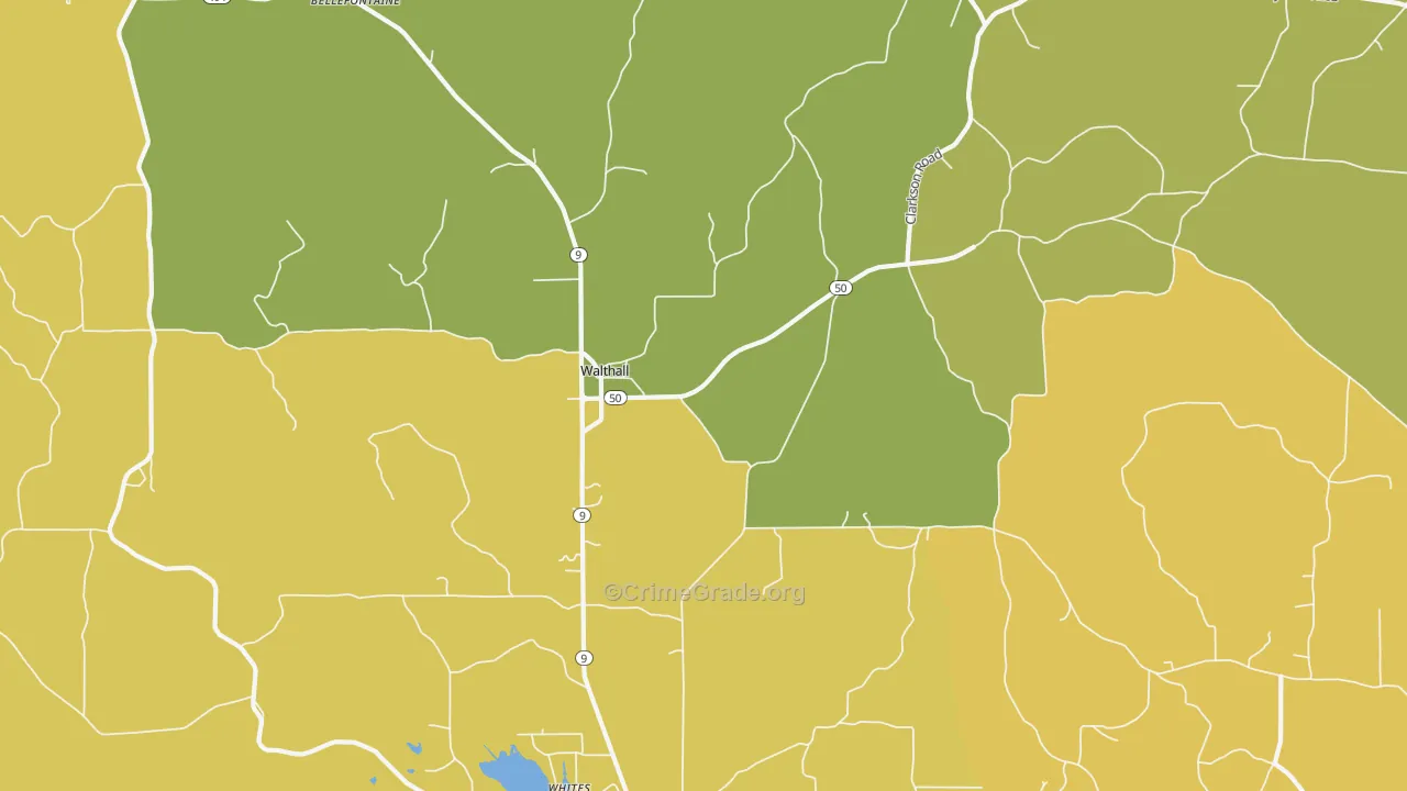 Walthall, MS Map of Vandalism Rates