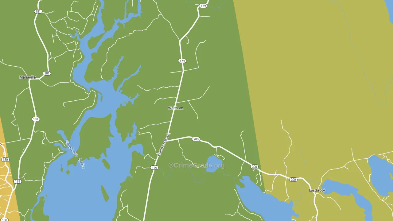 Waltham, ME Map of Vandalism Rates