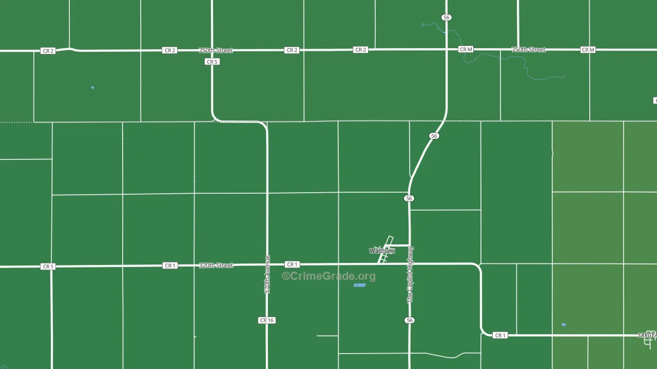Waltham, MN Map of Vandalism Rates
