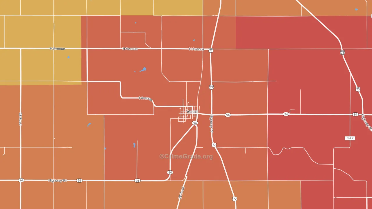 Walthill, NE Map of Vandalism Rates