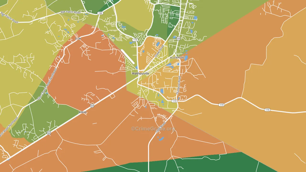 Walthourville, GA Map of Vandalism Rates