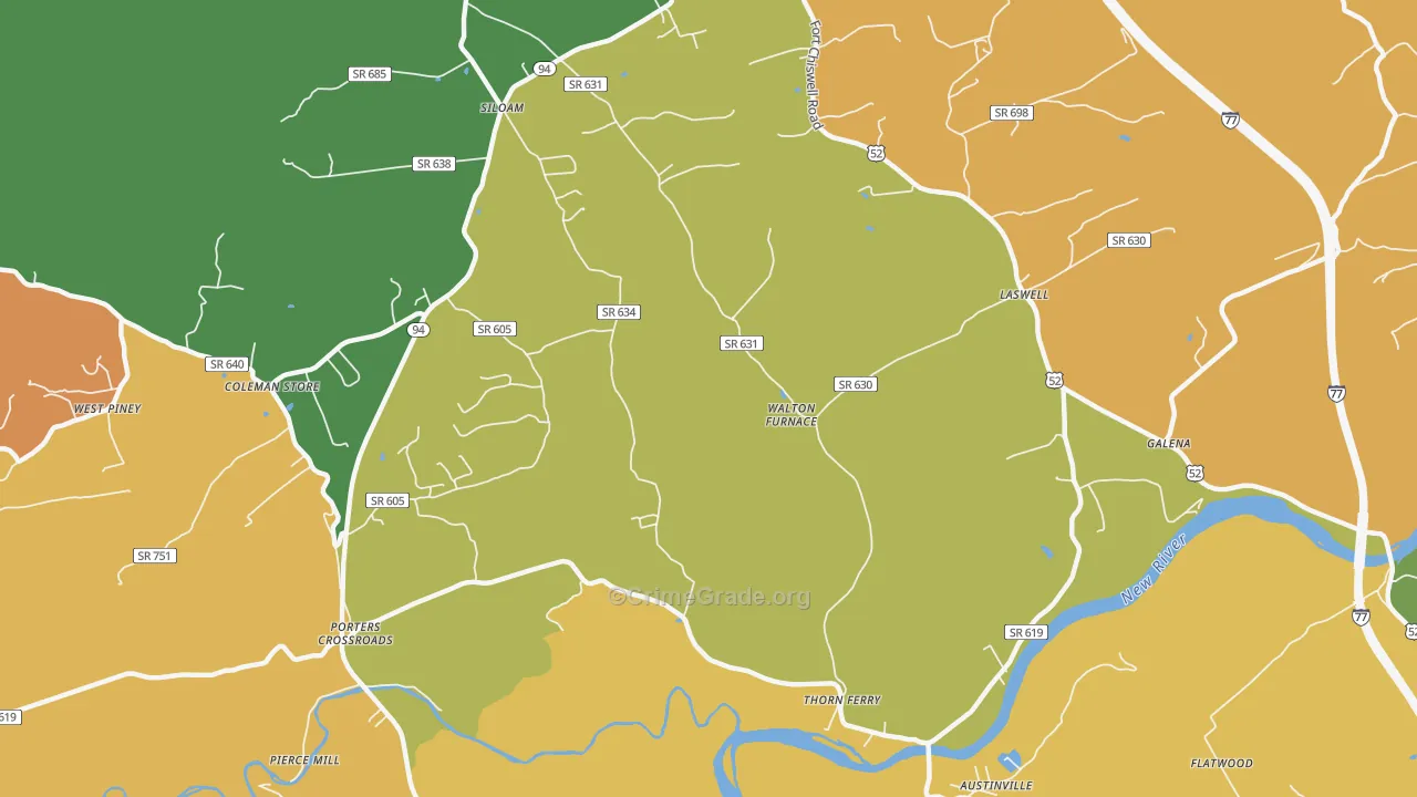 Walton Furnace, VA Map of Vandalism Rates