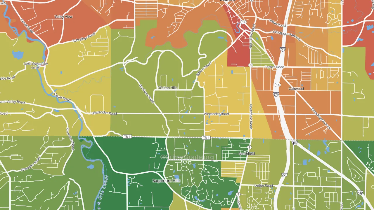 Walton Hills, OH Map of Vandalism Rates