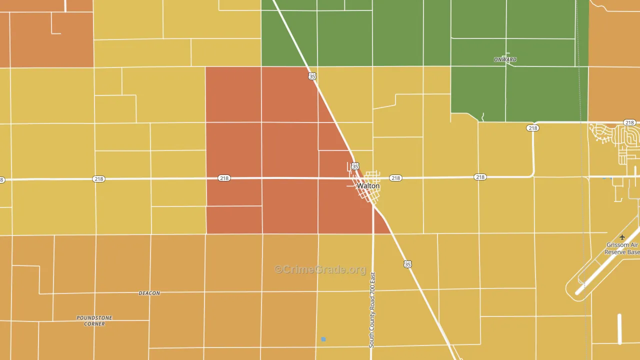 Walton, IN Map of Vandalism Rates
