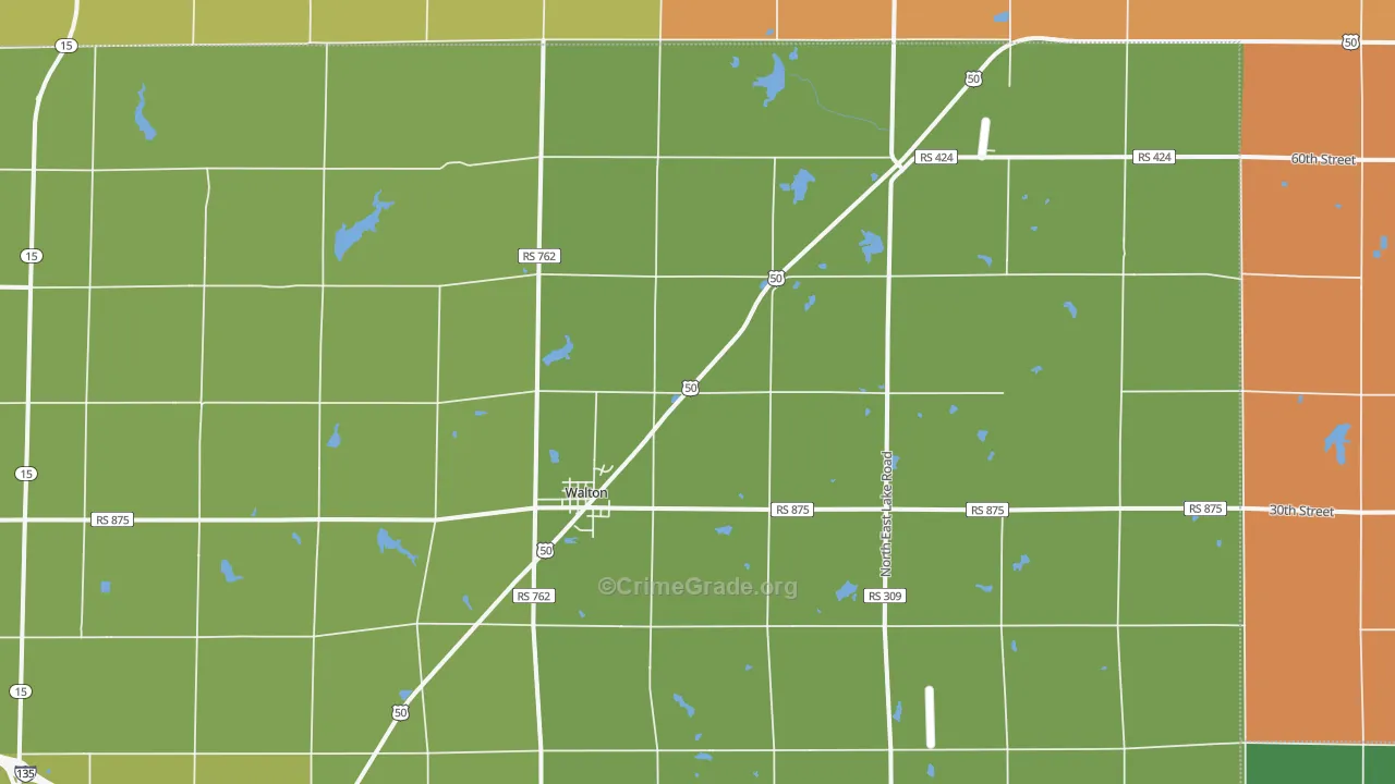 Walton, KS Map of Vandalism Rates
